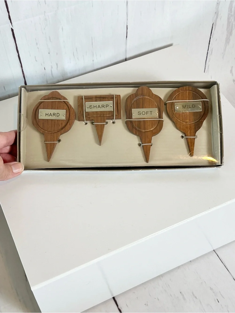 Vintage cheese marker set bundle Pier 1 Wooden & Twine Chateau reusable metal